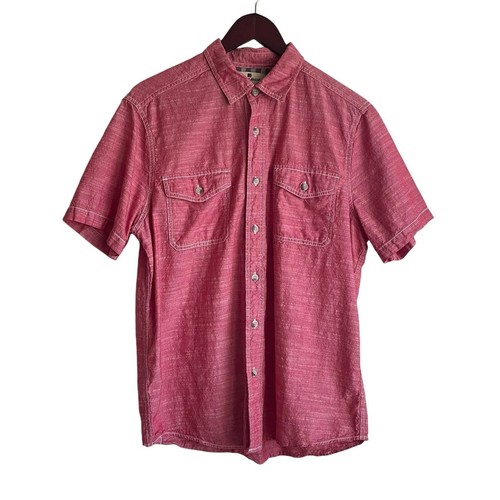Woolrich Mens Button Down Shirt M Red Chambray Workwear Outdoor Utility Core