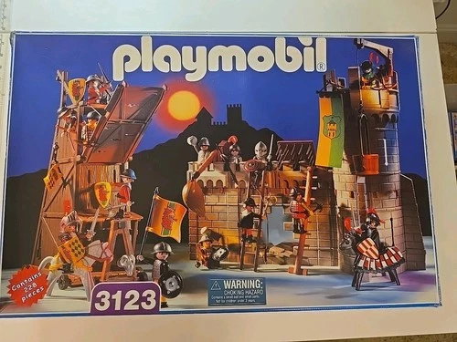 HTF VINTAGE PLAYMOBIL SET 3123 CASTLE ASSAULT KNIGHTS FIGURE PLAYSET W/BOX INST
