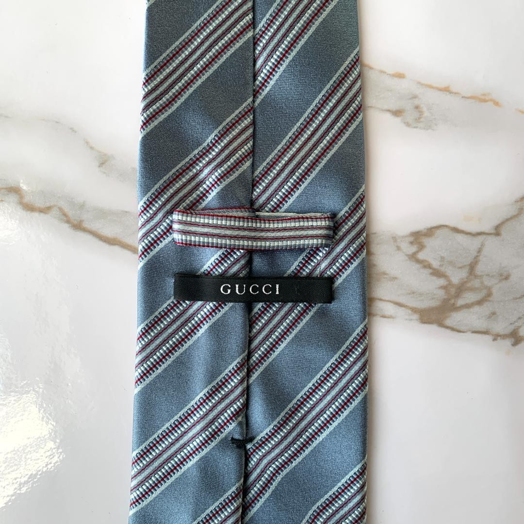 Gucci Necktie Tie 100% Silk Multicolor Striped Pattern 3.7 inches From Japan thumbnail 4