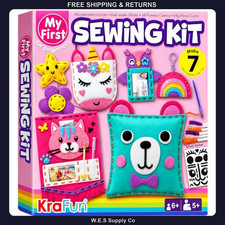 KRAFUN My First Sewing Kit Kids Ages 6-12 7 Animal Doll Projects