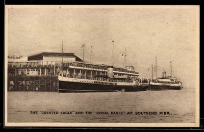 AK Southend, Passagierschiffe Crested Eagle und Royal Eagle am Pier 
