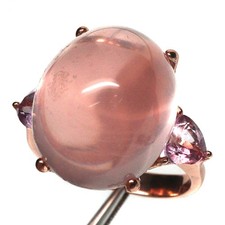 925 Sterling Silver 16 x 20 mm. Pink Rose Quartz Pink Topaz Ring Size 9.25