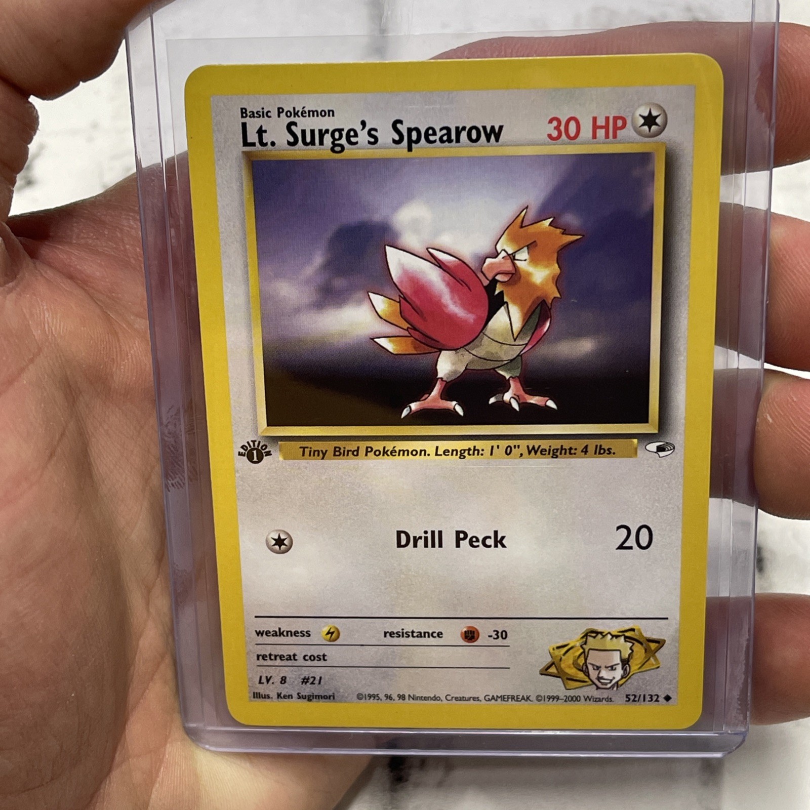 LT. SURGE’S SPEAROW - 1st Edition Gym Heroes  - 52/132 Uncommon Pokemon NM/MT