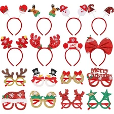 obeoby 16Pcs Christmas Headbands Glasses Set, Holiday Christmas Headband for ...