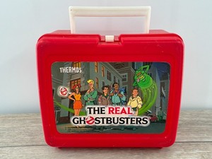 Vintage The Real Ghostbusters Thermos Lunchbox Red No Drink Cup 1986 Retro Clean