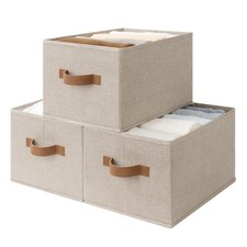 SroageWorks Storage Baskets for Shelves, Foldable Fabric Closet Storage Bins ...