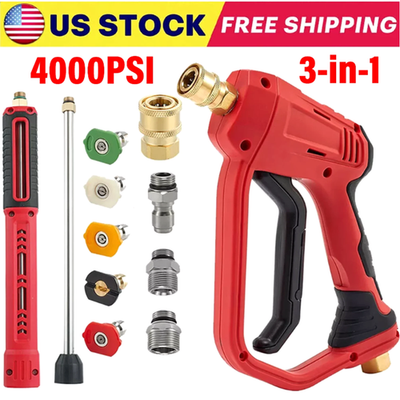 #ad High Pressure 4000PSI Car Power Washer Gun Spray Wand Lance Nozzle and Hose Kit $28.98