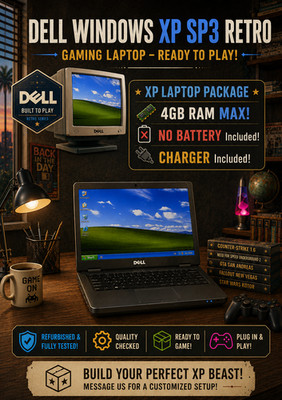 Dell Windows XP Retro Laptop - Custom Legacy PC Gaming Build | No Battery |