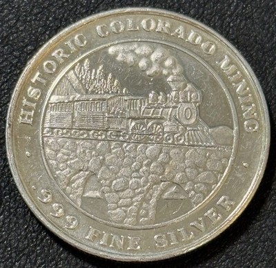 Vintage 1 Oz .999 Silver Historic Colorado Mining Prospector Black