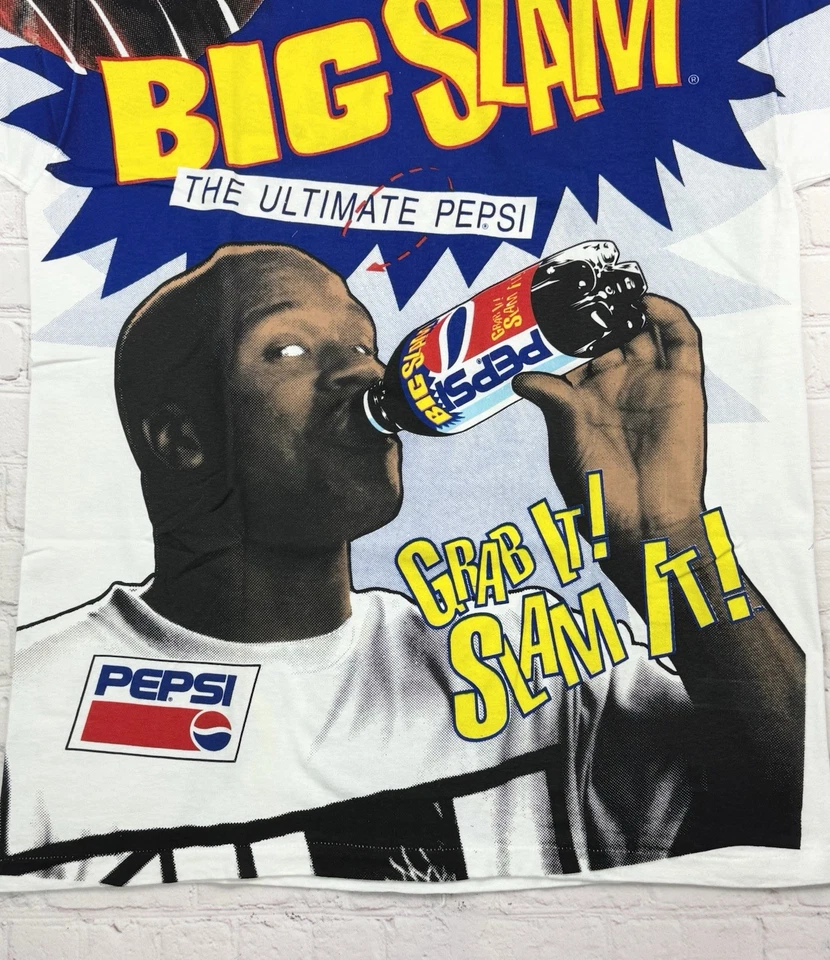 Camisa Pepsi Vintage Anos 90 Shaq Big Slam AOP Tennessee River Gold Tag - Masculina LG - Imagem 3 de 4