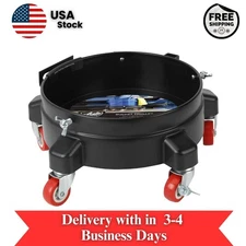 Auto Drive 12-inch Heavy Duty Plastic Garage Bucket Dolly, 5 Wheel with Lockable