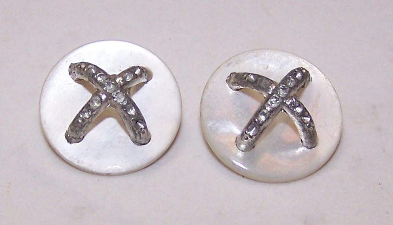 Two MOP Buttons with Silver X's