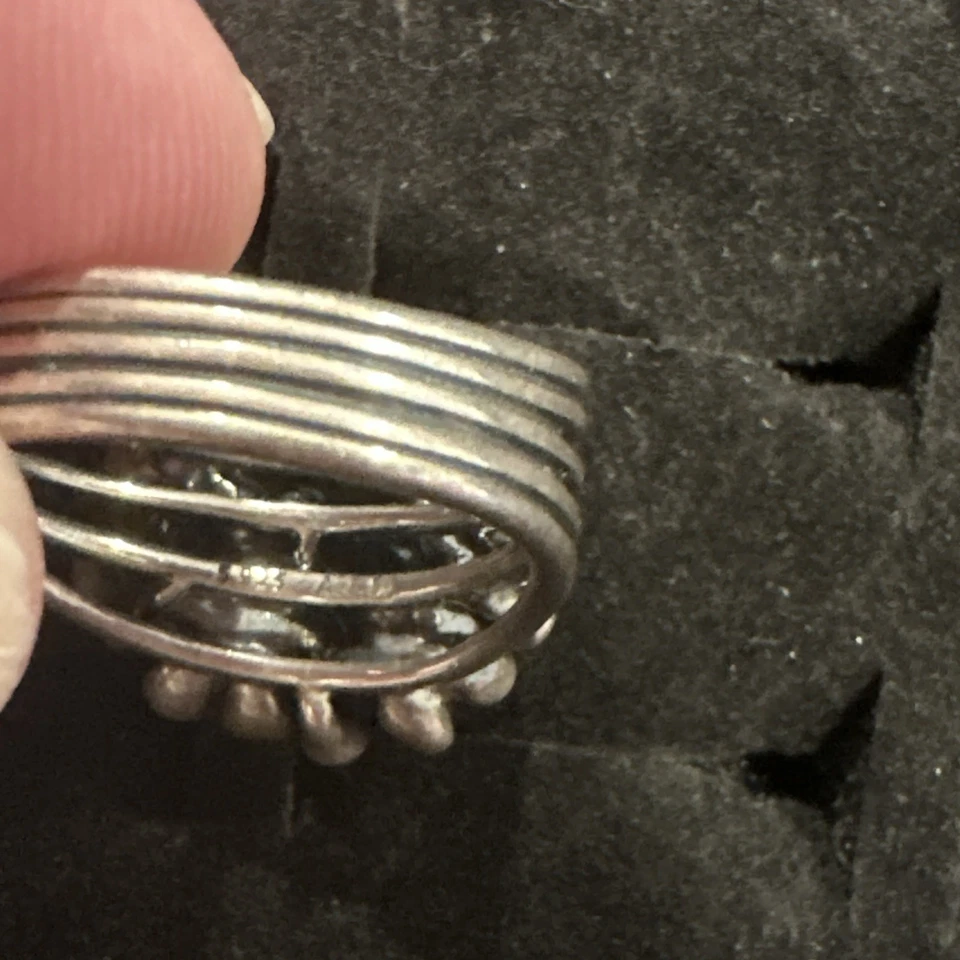 Anillo de plata esterlina Pandora rosa esmalte semilla perla flor Ale falta piedra Foto 3 de 4