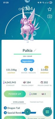 Palkia ( Origin Forme ) ( XXS ) Legacy ( Spacial Rend ) Pokemon Tr@de Go