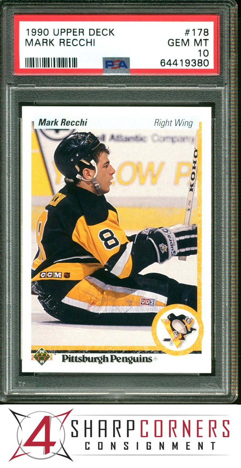 1990 UPPER DECK #178 MARK RECCHI RC PENGUINS HOF PSA 10