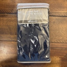 New Pillow Sham Dark Navy Standard Size Cotton Twill