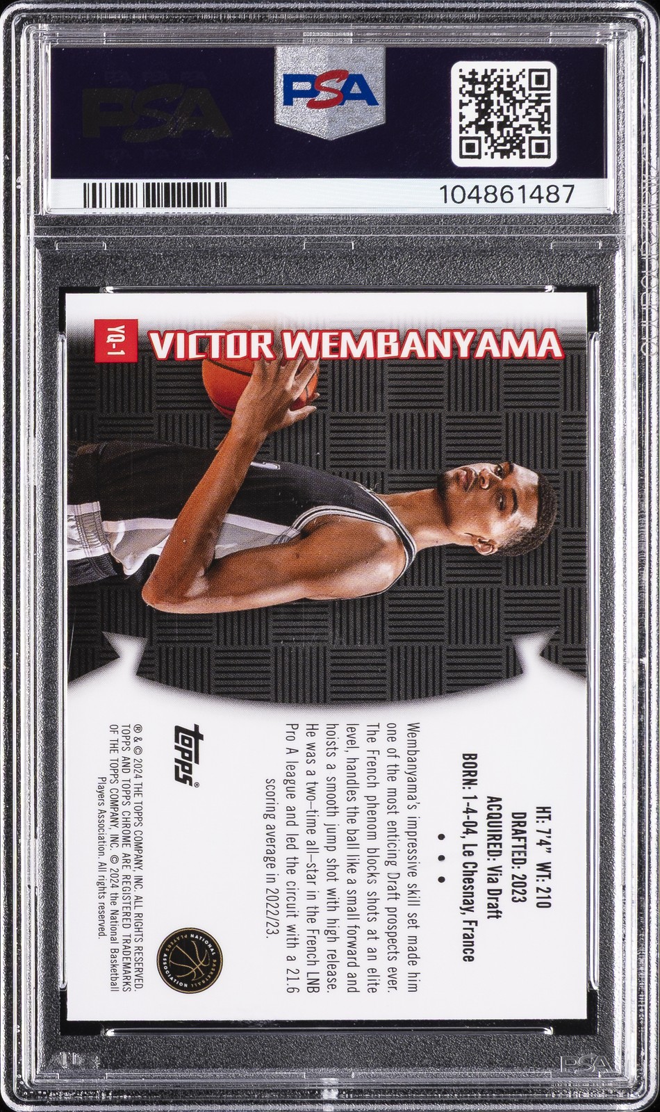 2023 TOPPS CHROME YOUTHQUAKE #YQ1 VICTOR WEMBANYAMA ROOKIE RC PSA 10 view 2