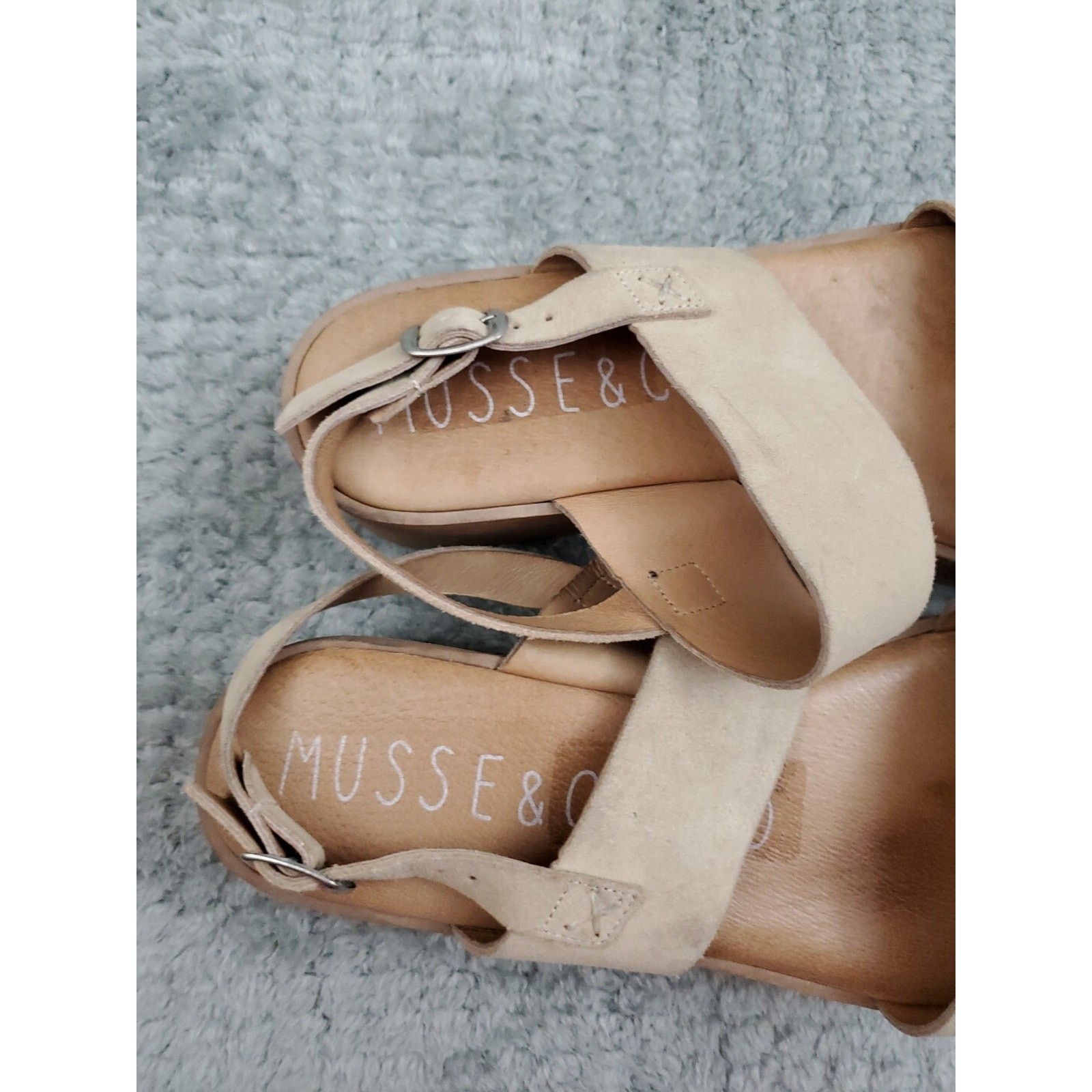 Musse & Cloud Tan Leather Platform Sandals Women’s Size 10 Strappy Slingback