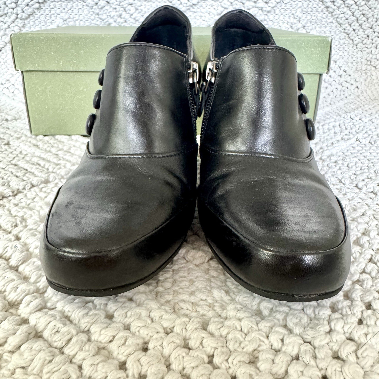 Clarks Artisan Solid Black Leather Mule Diamond T… - image 2