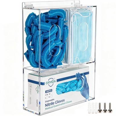 Acrylic Disposable Glove Box Dispenser Holder Triple Glove Rack Hairnet Tissu...