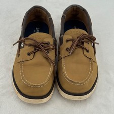 Sperry Leeward Sport Boat Shoes Boys Size 3M Tan Brown Nautical Sperry Topsider