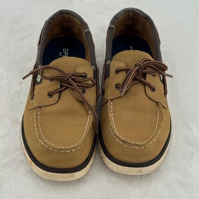 Sperry Leeward Sport Boat Shoes Boys Size 3M Tan Brown Nautical Sperry Topsider