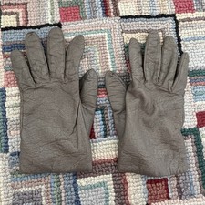 VTG Gray Driving Leather Gloves Women Size Large Made in Philippines Textured