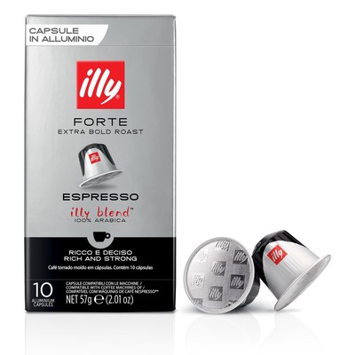 Illy Espresso Compatible 10 Count (Pack of 1), Forte Extra Dark Roast 