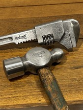 Vintage Herbrand 1 Lb. Ball Peen Hammer & Auto Wrench USA 2 Pcs