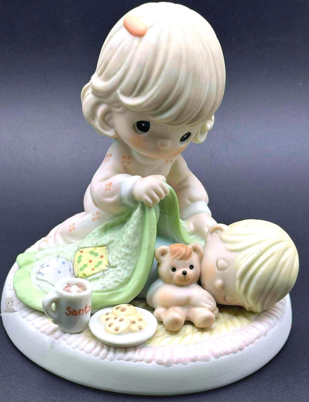 Precious Moments Adorable Child Figurine with Teddy Bear and Cookies