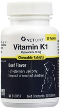 Vet One Vitamin K1 Chewable Tablets - Vitamin K1 for Dogs, Beef-Flavored...