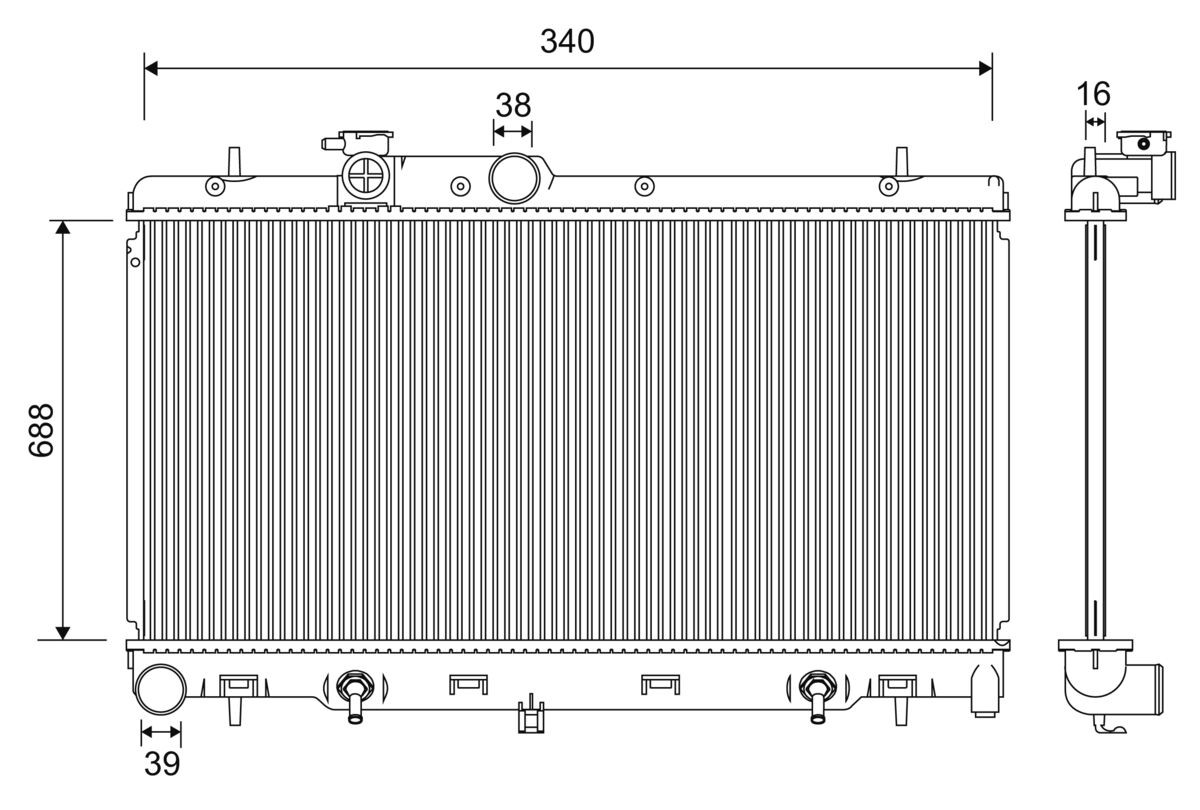 VALEO-OE 701204 Radiator, engine cooling for SUBARU