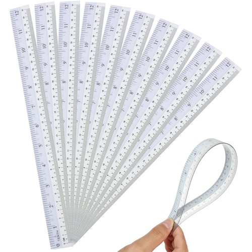 36 Pack Clear Flexible Ruler 12 Inch Plastic Bendable Ruler 12 in/ 30cm ...