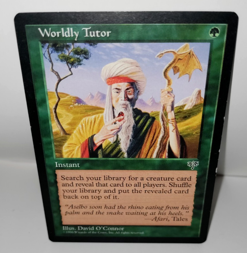 Worldly Tutor: Mirage: Green Instant: MTG: 1996, Heavy Play