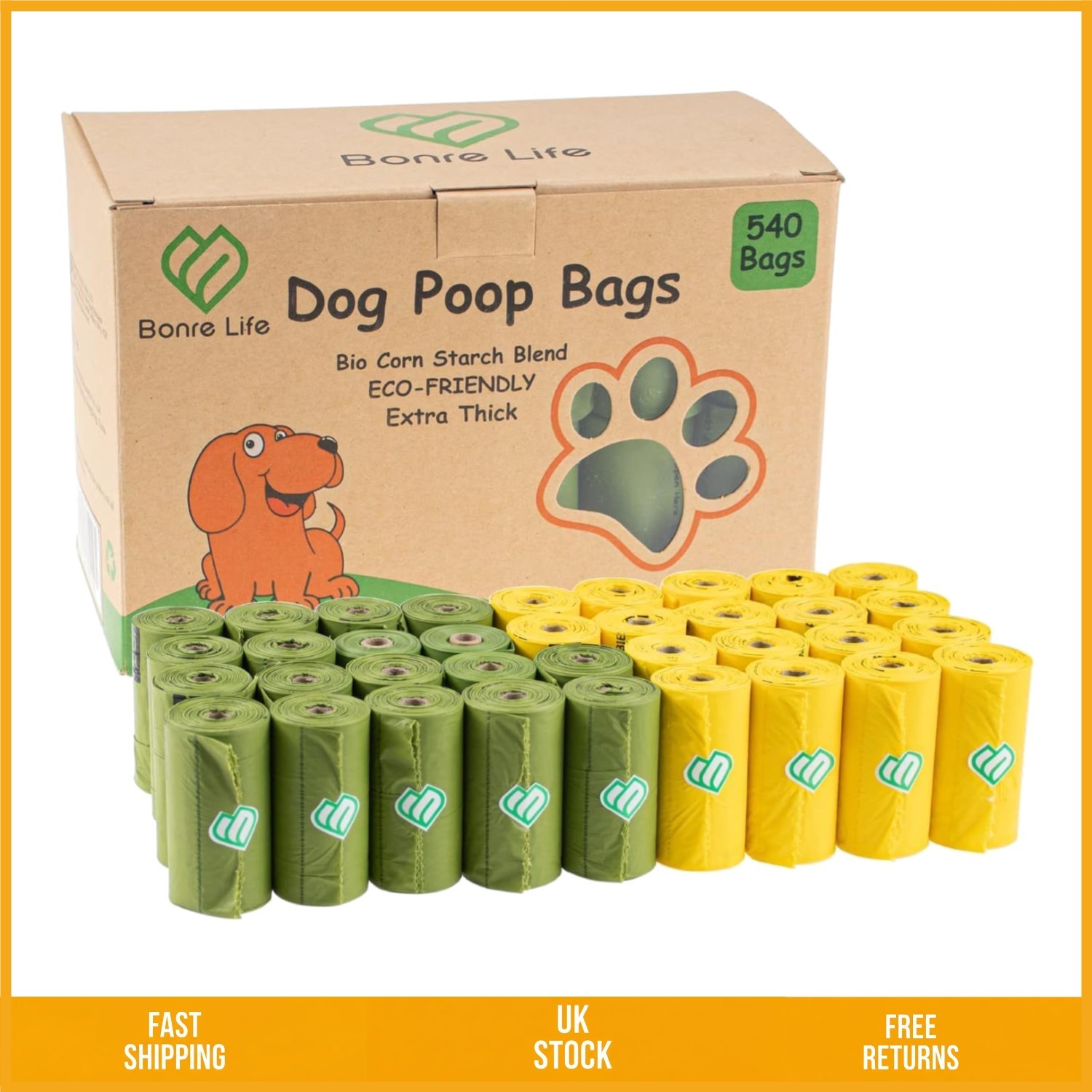 Ultra Thick Leak Proof Biodegradable Dog Poop Bags Unscented 540 Bag Refills