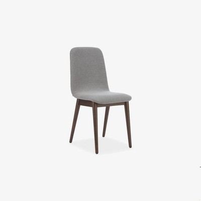 Set of 2 - Eldridge Style Dining Chair Pebble Gray Fabric Upholstery Walnut Legs