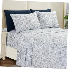 6-Piece Sheet Set Deep Pocket Queen Paisley Navy