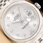 MENS ROLEX DATEJUST 16014 18K WHITE GOLD STEEL SILVER DIAMOND JUBILEE WATCH