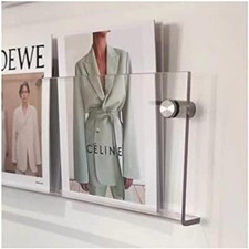 2-Pack 17" Clear Acrylic Magazine  Record Holder Floating Wall Shelves