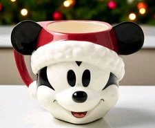 Williams Sonoma Disney Figural Mickey Mouse Christmas Mug 28 OZ NEW Stoneware