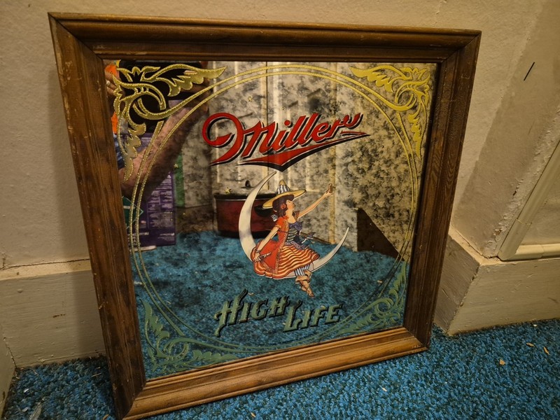 Vintage 1984 Miller High Life "Girl on moon" beer mirror