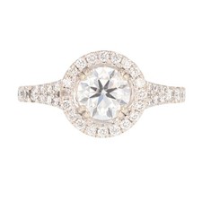 GIA 1.50ctw Round Cut Diamond Halo Engagement Ring 14k White Gold Size 5.5