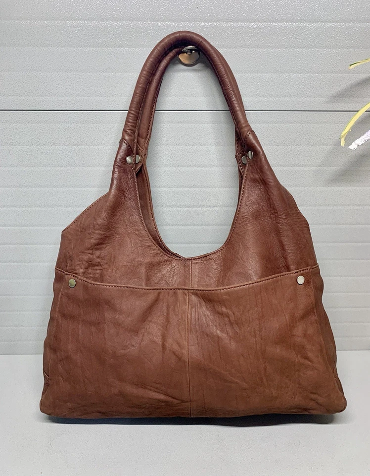 Bolsa Hobo Perlina Erin Couro Macio Marrom Antigo Tamanho Médio-EXCELENTE ESTADO! - Imagem 3 de 4