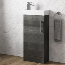 Cloakroom Freestanding Vanity Unit Modern Bathroom Compact Basin Sink Charcoal