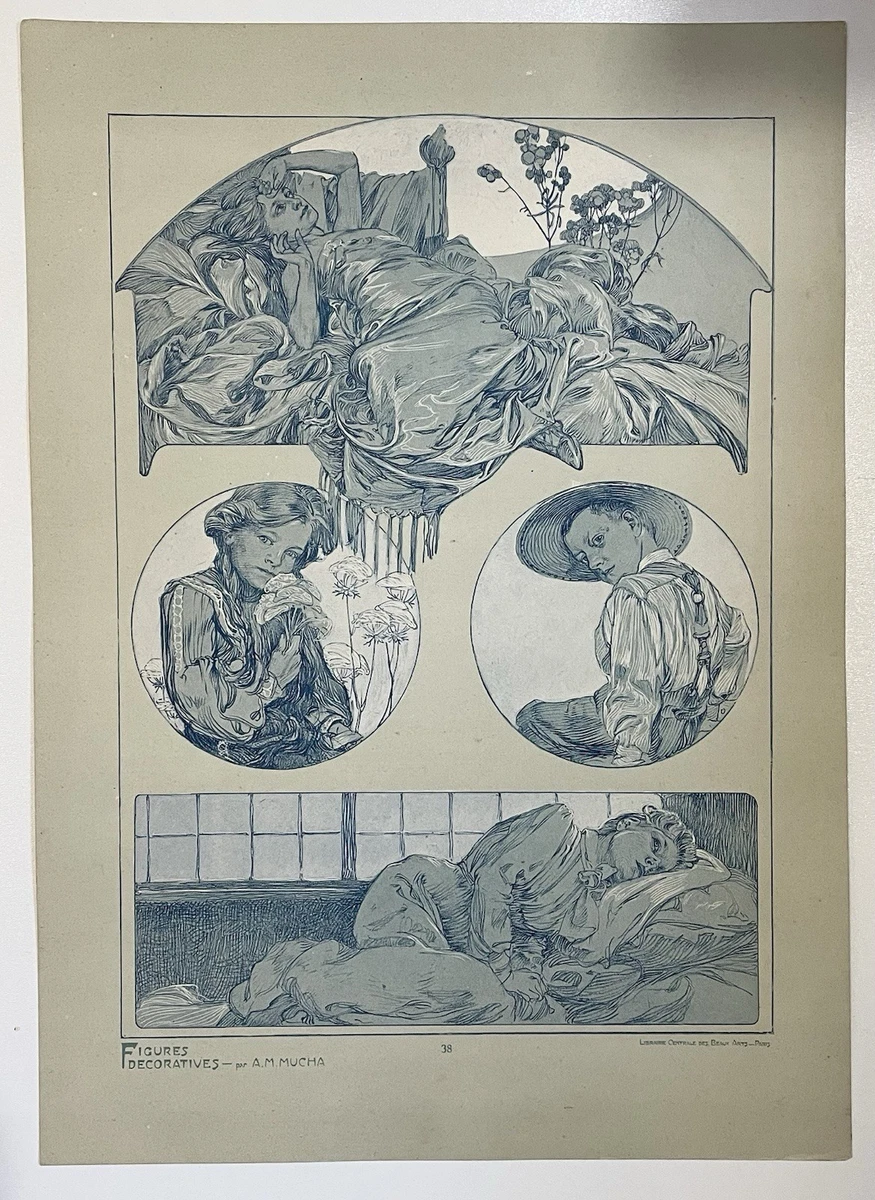 Affiches Mucha - Calendrier 1900 Sur Les âges - 4 Posters A3 Plastifiés - Neuf