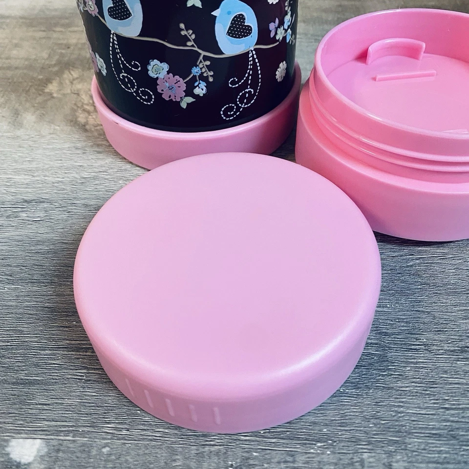 Contenedor de comida fría caliente Pottery Barn Kids almuerzo aislado rosa/marrón sin cuchara Foto 3 de 4