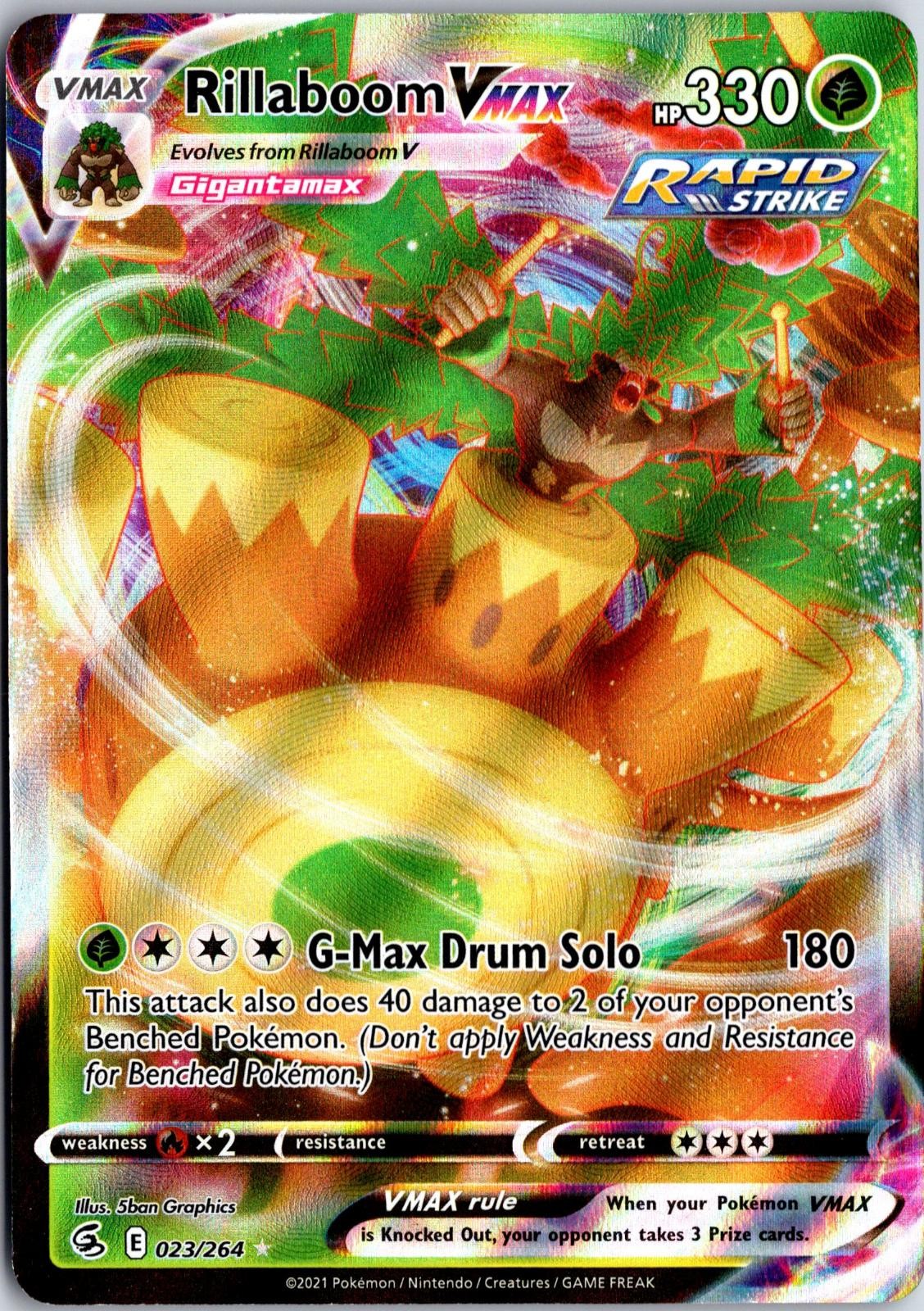 Rillaboom VMAX 023/264 Holo VMAX Rare Fusion Strike Pokemon NM/M