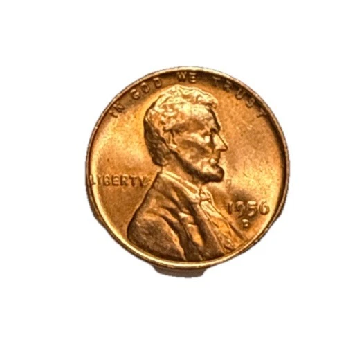 1956-D Lincoln Wheat Penny Cent Red BU Denver Mint Coin