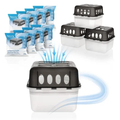 Vaily Luftentfeuchter 4er Set mit 8x 400g Nachfüllbeutel für Bad, Keller&Wohnung