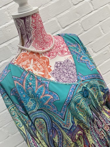 Etro Milano Spa Poncho Beach Cover Sea Blue Green One Size Stretchy - Picture 3 of 8